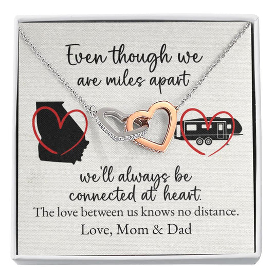 Miles Apart, Always Connected - Interlocking Hearts Necklace